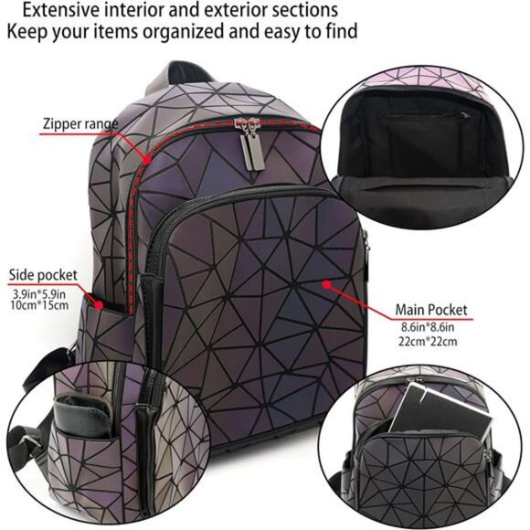 Geometric Women\'s Backpack Geometries Glow Large Purse Backpack Geometrical main image 7
